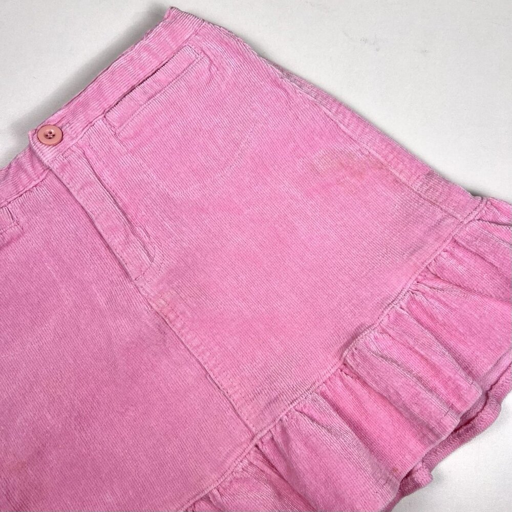 Vintage Pink Corduroy Ruffle Girls Skirt Size 6 Warm  Cottagecore Preppy Girly